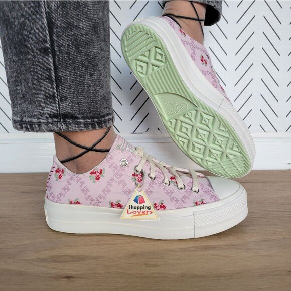 ❤️Chuck Taylor All Star Lift Platform Cross Stitch 7.5 Women Shoes Pink A13660C - Picture 1 of 13